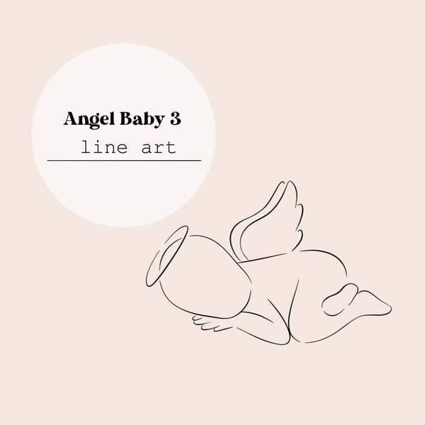 Angel Baby 3 Line Art | Baby Miscarriage Line Drawing | Memorial Digital File | Laser Cutting Instant Download | SVG File