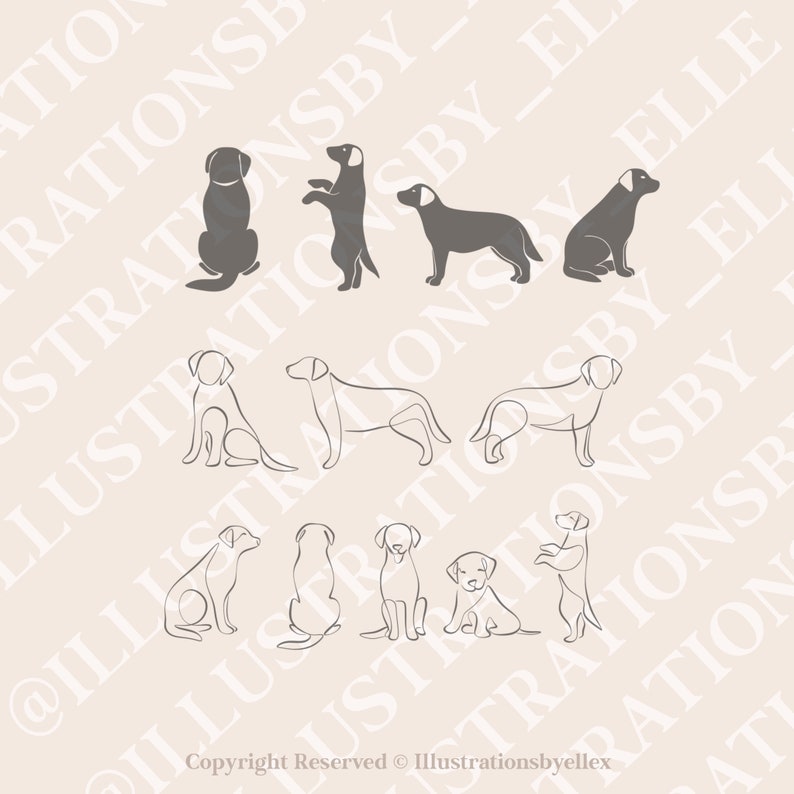 Labrador Dogs Line Art | Dog Puppies Line Drawing | Line Digital File ...