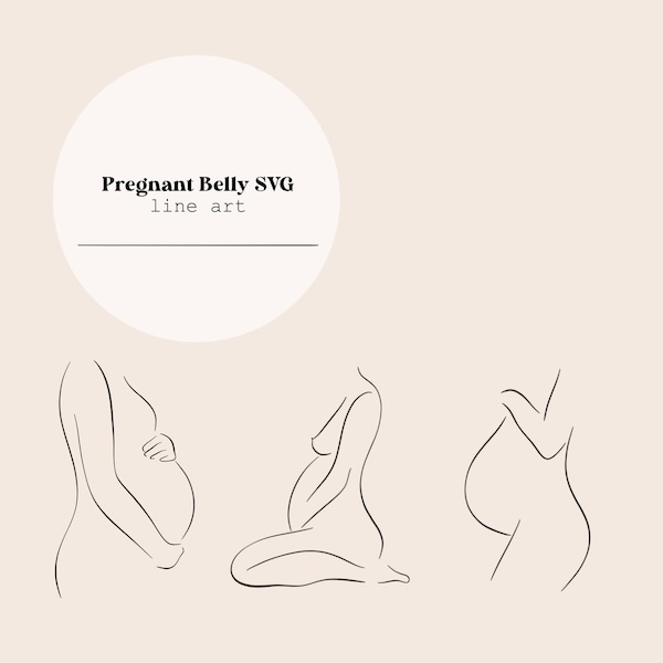 Pregnant Belly Line Art | Mother to be | Pregnant Belly | Baby Newborn | Birth | Midwife | Digital File Download SVG | OBGYN