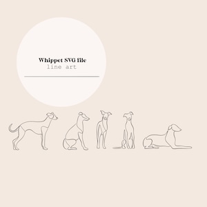 Whippet Dog Line Art | Dog Puppies Line Drawing | Line Digital File | Laser Cutting Instant Download | SVG file