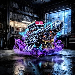 [Redline] Adesivo in vinile / motore grande / divoratore di benzina / blocco motore / Decalcomania Garage Gremlins