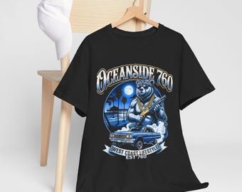 Vintage West Coast Chopper Tshirt Blue Flame Graphics Motorcycle