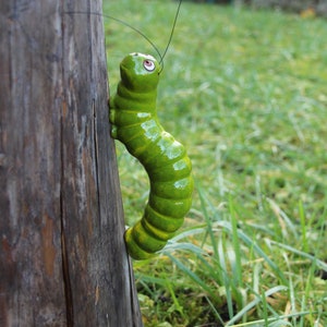 Caterpillar made of ceramic in green * Frost-proof * Handmade * Pottery * Garden * Decoration