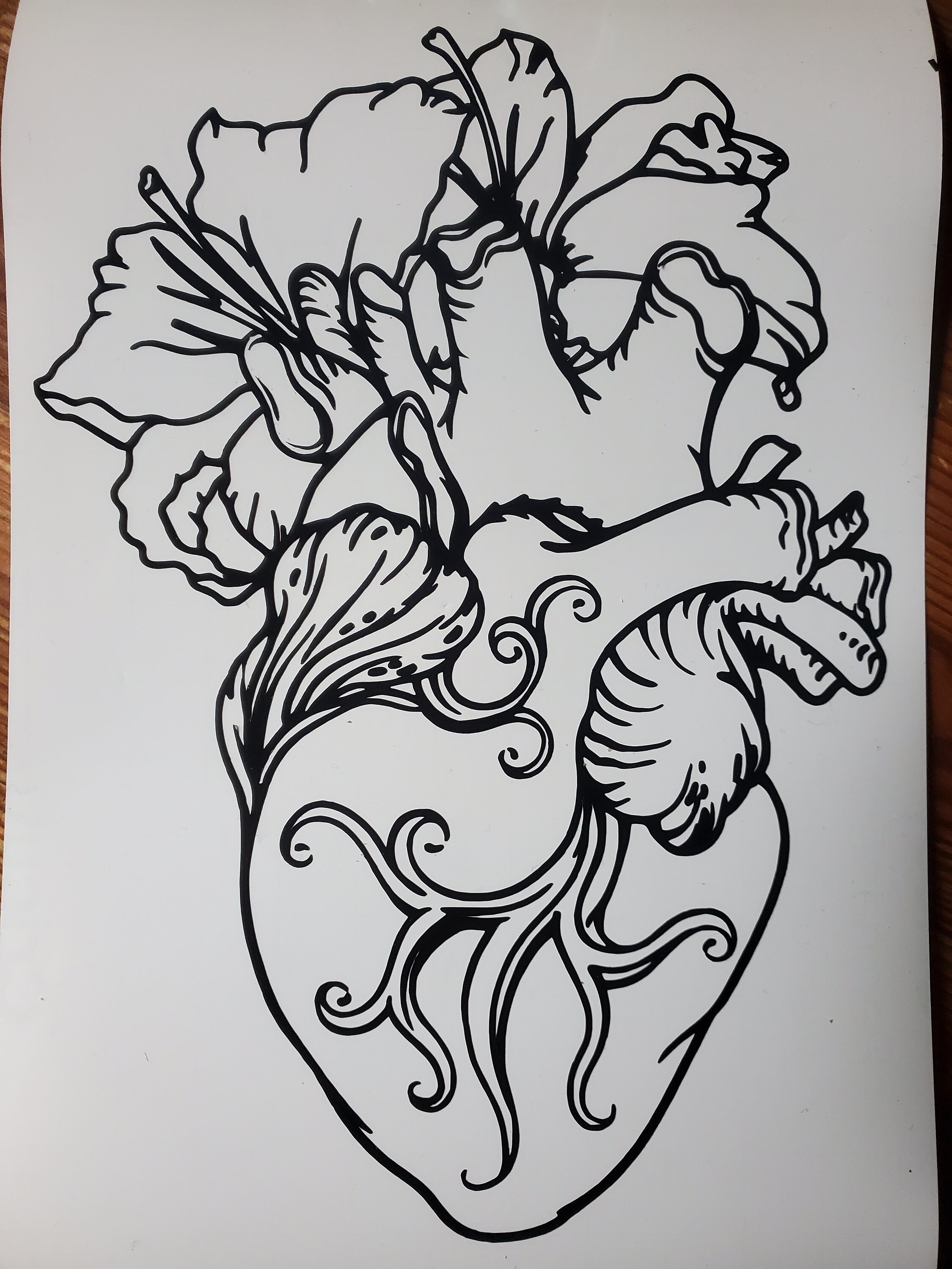 Anatomisches Herz mit Blumen Vinyl - Etsy.de