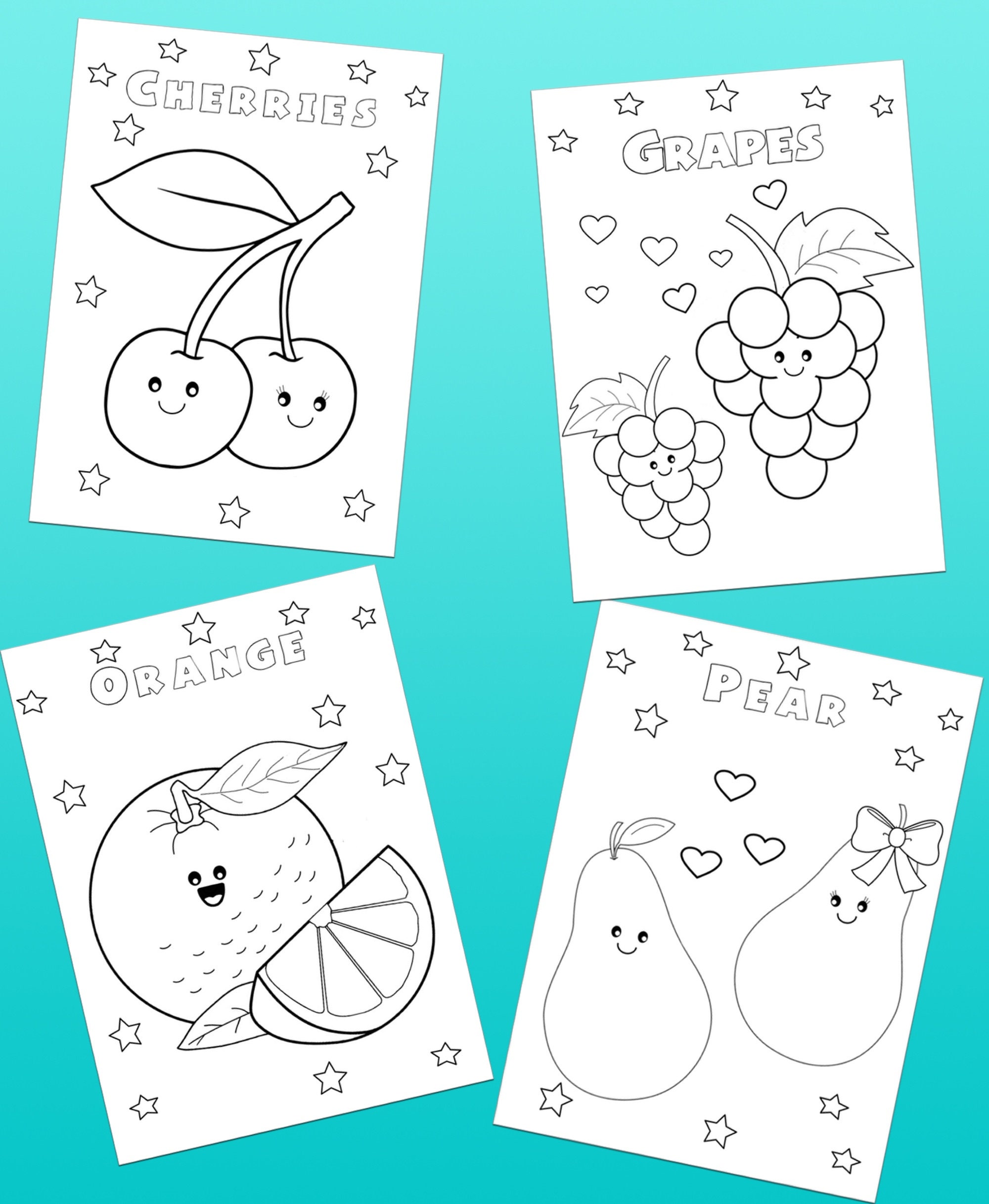 10 Fruit Coloring Pages for Kids Instant Download | Etsy