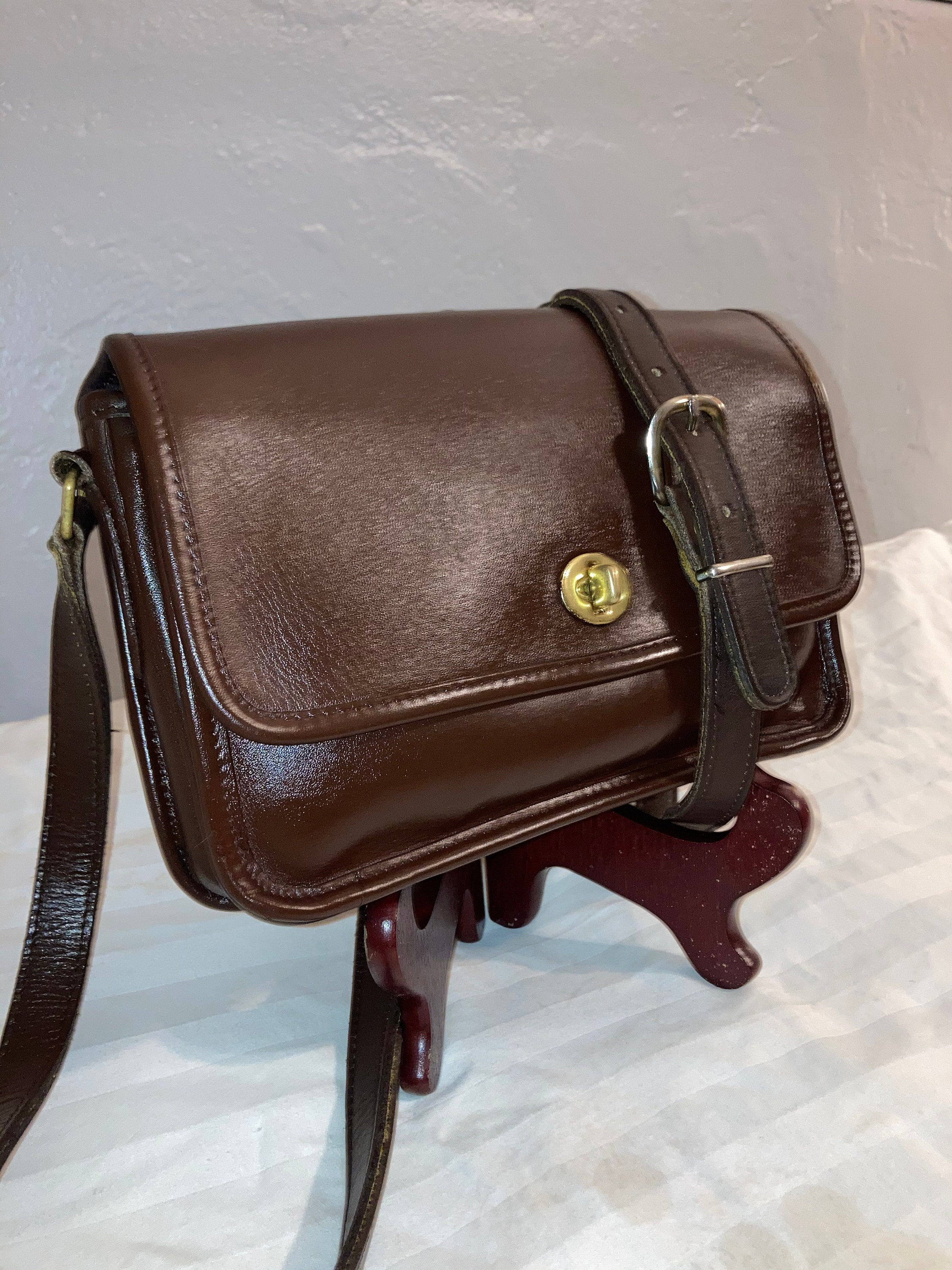 Vintage Coach Brown Leather Crossbody Bag Etsy