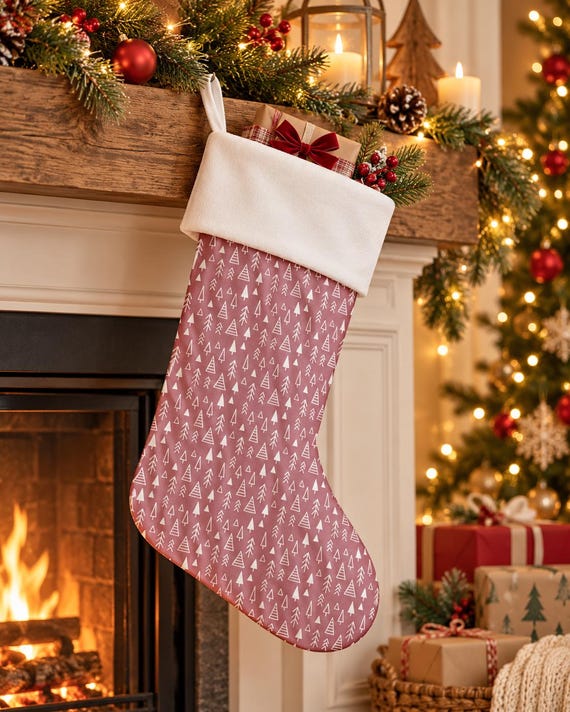 Chaussette de Noël décorative – Décoration festive à suspendre, idée cadeau et décoration de cheminée