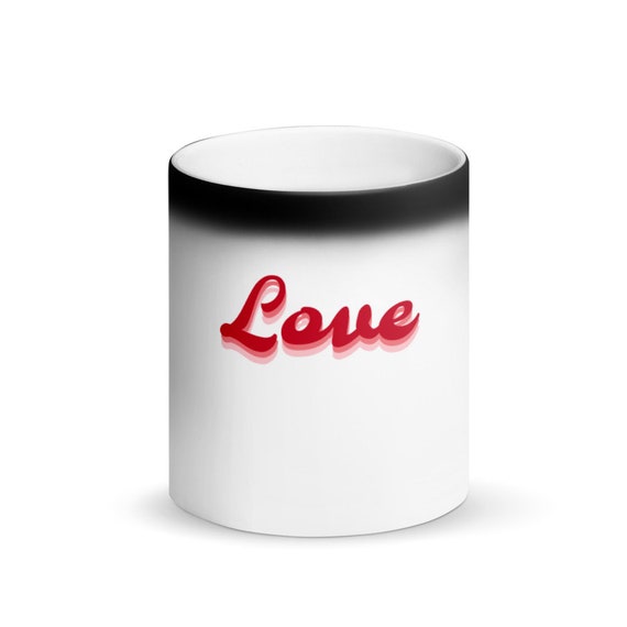 BLACK MAGIC MUG, Love Coffee Mug, Matte Black Finish Love Quote Ceramic Coffee Mug, Drinking Tea Cup Coffee Lover Gift