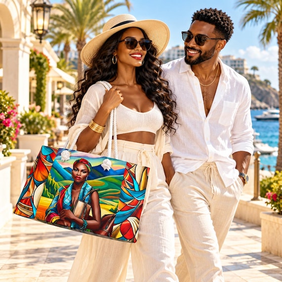 Sac Week-end Oversize Ej7S – Grand Sac de Voyage 60,9 cm, Sac Plage, Tote Bag Spacieux avec Anses Corde
