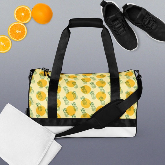 All-over pineapple print sports bag, Children's sports bag, Women's sports bag, Men's sports bag