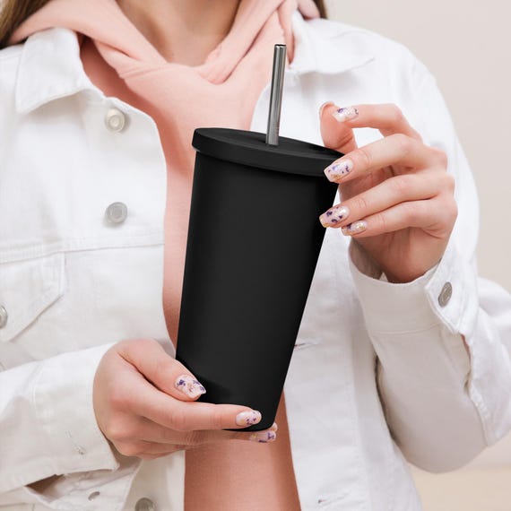 Insulated cup with straw