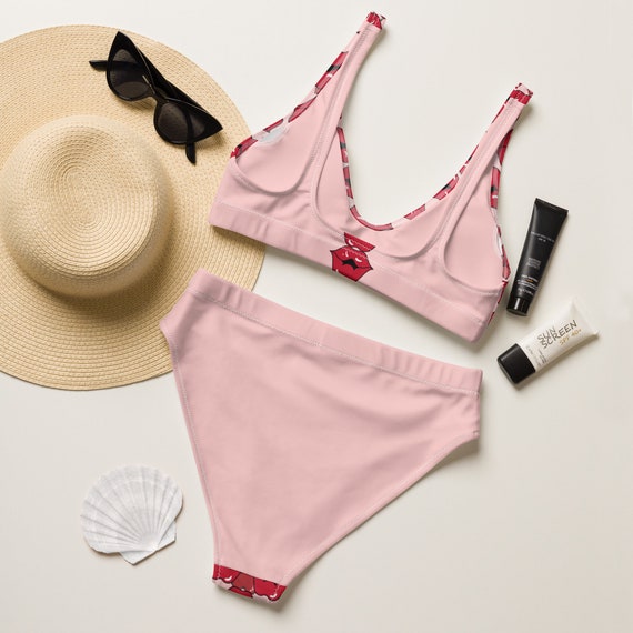 Eco-responsible high waisted swimsuit bottoms, fall in love with this swimsuit, comfortable, wear at the pool or at the beach