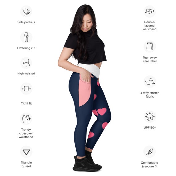 Legging croisé femme taille haute avec poches | Legging sport gainant all over | Yoga fitness squat proof | Pantalon gym respirant