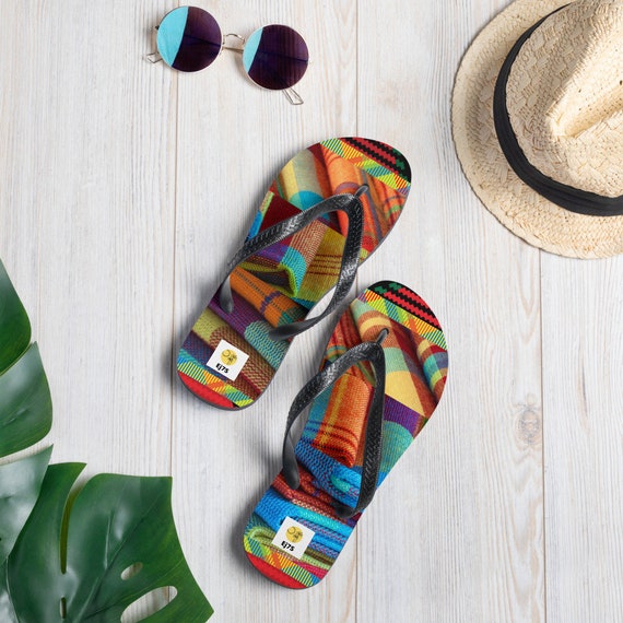 Prepare for a summer of adventure and carefreeness with this pair of colorful flip-flops created especially for you!