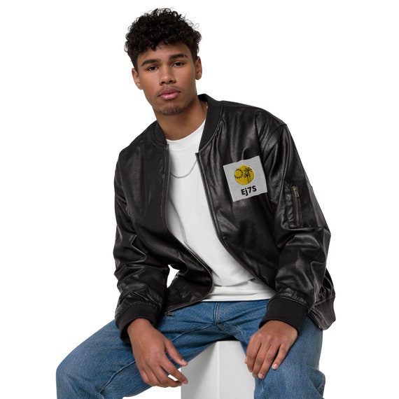 Polyurethane leather bomber jacket,