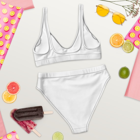 Bas de maillot de bain éco-responsable taille haute, coussinets amovibles et sa double épaisseur  confortable,   la piscine ou à la plage