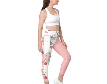 Women's leggings with high-waisted pockets | Shaping sports leggings for fitness and yoga | Breathable, squat-proof gym pants | Everyday comfort