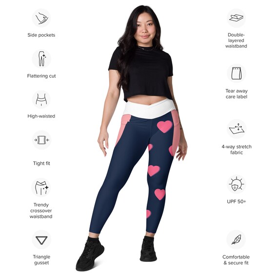 Legging croisé femme taille haute avec poches | Legging sport gainant all over | Yoga fitness squat proof | Pantalon gym respirant