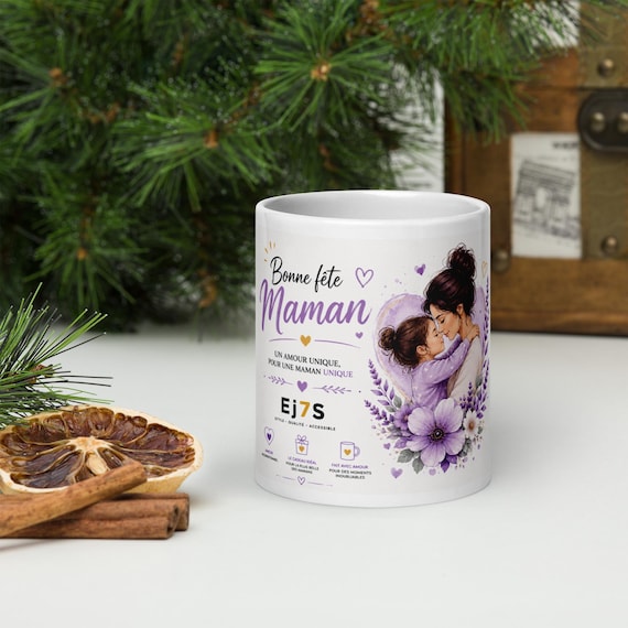 Tasse fête des mères lavande | Mug maman tendance | Cadeau maman moderne | Idée cadeau femme | Ej7S