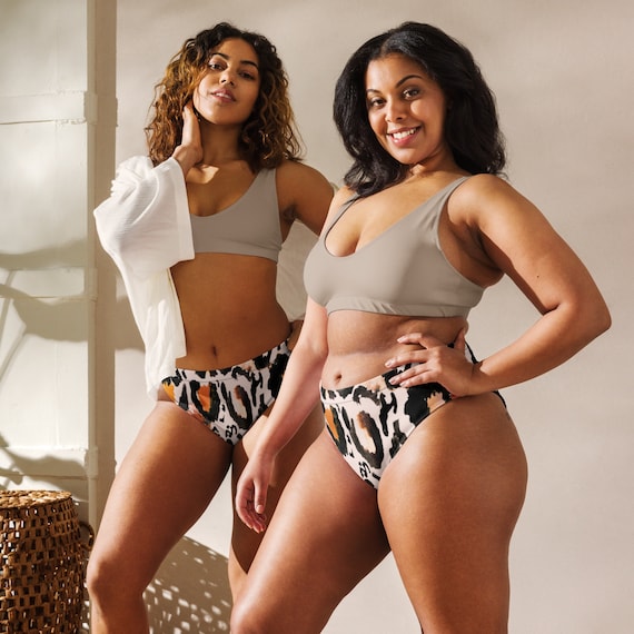 Eco-responsible high-waisted all-over swimsuit bottoms