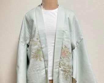 Kimono Haori -Light Green with glitter- /kimono jacket/ Japanese antique