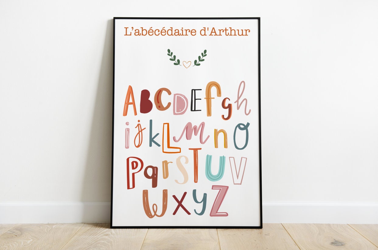 Affiche Abécédaire - Formats A3, A4, A5 Au Choix Bébé Bohème, Douceur, Chambre Bébé, Boho, Alphabet