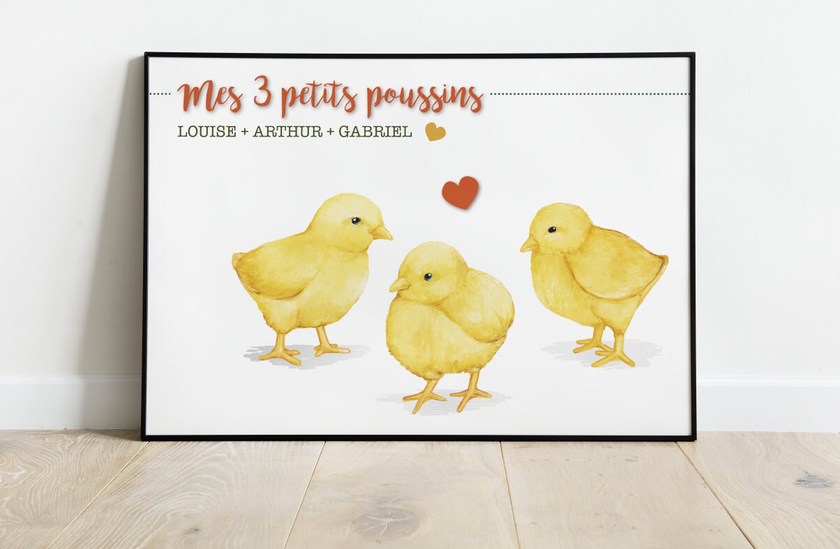 Affiche Personnalisée Famille - Formats A3, A4, A5 Au Choix Boho, Cute, Poussins, Boheme, Famille, E