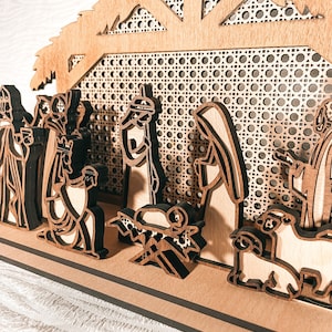 Wood Rattan Nativity Set / Manger Scene / Christian Christmas Decoration / Handmade Nativity Scene image 4