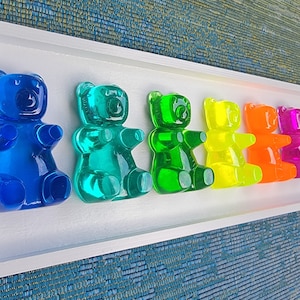 Extra Large  Rainbow Gummy Bears resin , Pop Art wall art, 3D Bear, Baby Shower Gift, Nursery Room Decor, Gifts, Candy Art, Wall decor