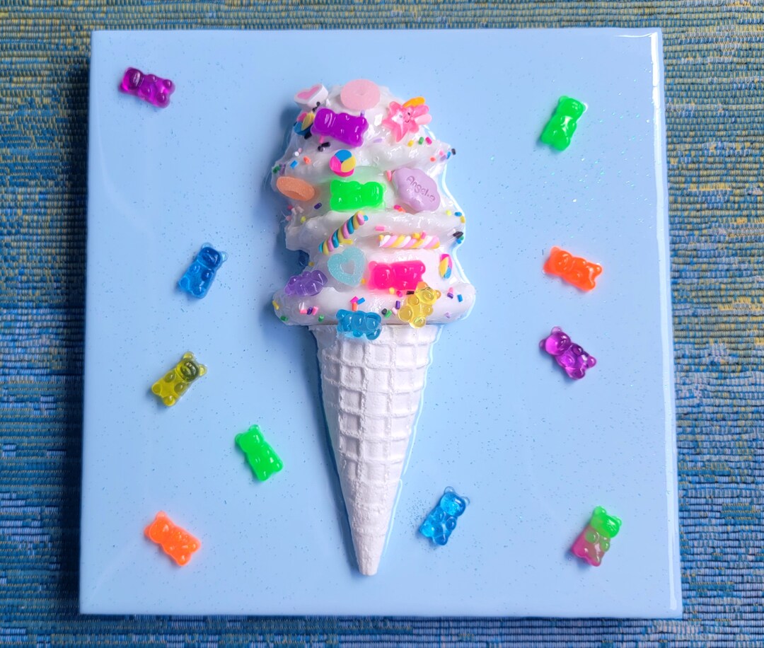 3 Scoops Ice Cream Wall Art, Candy Art, Kids Nursery Decor,3d Ice Cream,pop Art Decor, Resin Art