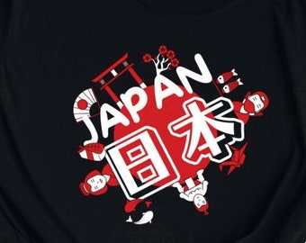 Japan Graphic Tee: Sushi, Geisha, Samurai - Unisex Soft T-Shirt