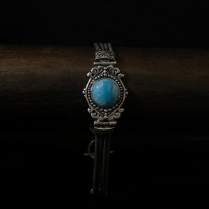 AAA+ Natural .925 Sterling Silver Modern Victorian Deep Blue Dominican Larimar Gemstone Bracelet ~ Handmade Body jewelry ~ Gift For Her