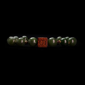 Nephrite-Healing Bracelet-Natural Gemstone Bracelet-China Nephrite-Brass-Mens Bracelet, Women Bracelet-Bead Bracelet-Friendship Bracelet