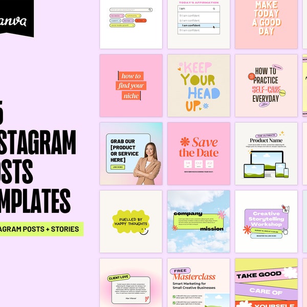 45 Modern Instagram Templates | Social MediaTemplates | Canva Templates | Instagram Post and Story Templates  | Ultimate Social Media Bundle
