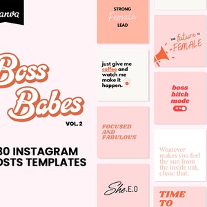 Instagram Quotes Post Templates  - Girl Boss Quotes, Motivational Quotes, Boss Babe Quotes, Social Media Quotes, Female Entrepreneur