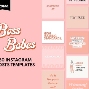 Instagram Quotes Post Templates - Girl Boss, Instagram Quotes, Motivational Quotes, Neutral Colors, Boss Babe, Social Media Quotes