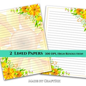 Sunflowers Printable Writing Paper: A4 Lined & Unlined (Digital Download)