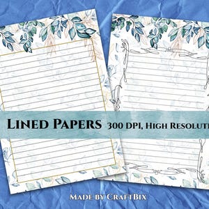 Blue Floral Letter Writing Paper: A4 Printable Stationery (Digital Download