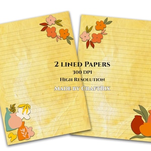 Flowers & Vases Printable Letter Writing Paper | 2 Designs, A4 Size, Lined, Unlined | Journaling, Scrapbooking, Stationary Set Paper Gifts