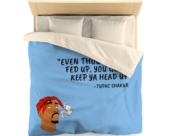 Sky Blue Tupac MOTIVATIONAL Spruch BettBEZUG Queen Size | Rapper Zitat | Motivationsspruch