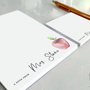 Personalized Teacher Notepad + Sticky Note | Watercolor Apple Notepad + Sticky Note Set | Personalized Teacher with Watercolor Apple Design