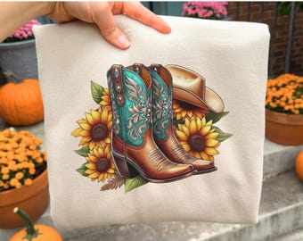 Stivali da cowgirl e girasoli PNG: Clipart western
