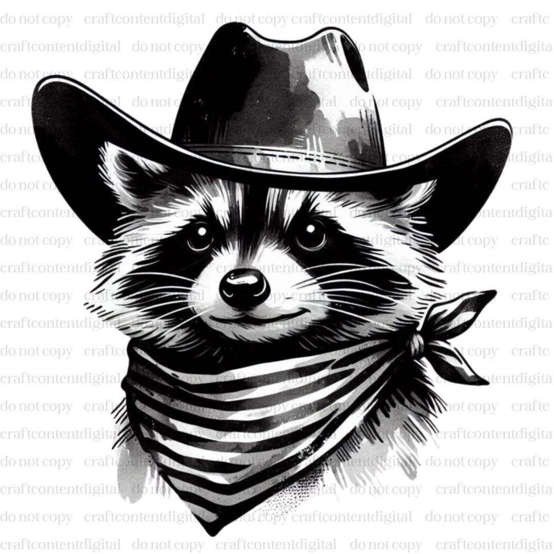 Adorable Western Raccoon Cowboy SVG & PNG | Trash Panda PNG | Funny ...