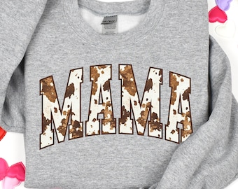 Mamá con estampado de vaca PNG: Diseño de camiseta de mamá occidental (descarga digital)