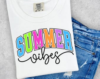 Summer Vibes PNG: Bright Preppy Digital Download for T-Shirts
