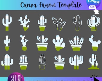 Cactus Frames for Canva: Drag & Drop Templates (Digital Download)