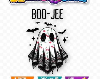 ハロウィンレースゴーストPNG、Boojee Design（デジタルダウンロード）