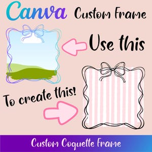 Coquette Ribbon Frame Canva Template – Editable Drag & Drop Clipart for Mockups, Journals and Graphics