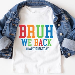 bruh we back svg funny back to school design, sarcastic first day of school svg for teachers, student cricut svg file for tshirts and signs, meme school png for sublimation or planners, classroom quote clipart for teachers and students, funny student svg for high school merch, digital download svg for first day teacher gear, sarcastic svg file for school drop off squad, svg for funny back to school bundles and planners