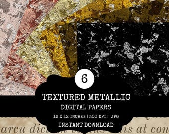 Metallic Texture Digital Paper – Seamless High-Resolution Backgrounds, Printable Scrapbook & Craft Papers, Instant Download
